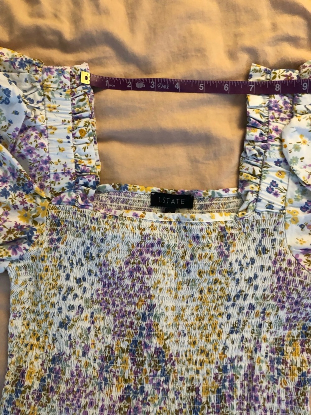 1.STATE Square Neck Puff Sleeve Smocked Dress - Picture 6 of 10